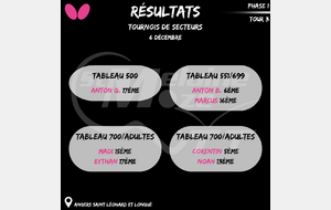 Résultat Tournoi de secteur 06/12