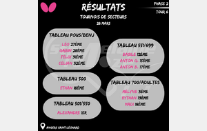 Résultat Tournoi de secteur 28/03