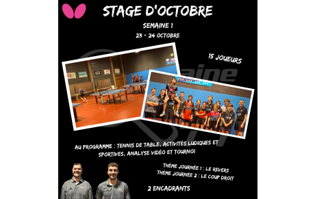 Stage d'octobre semaine 1
