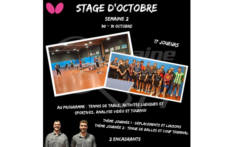 Stage d'octobre semaine 2