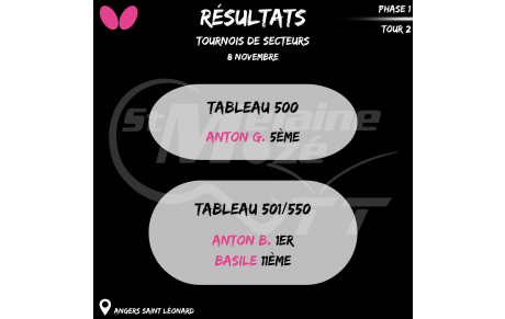 Résultat Tournoi de secteur 08/11